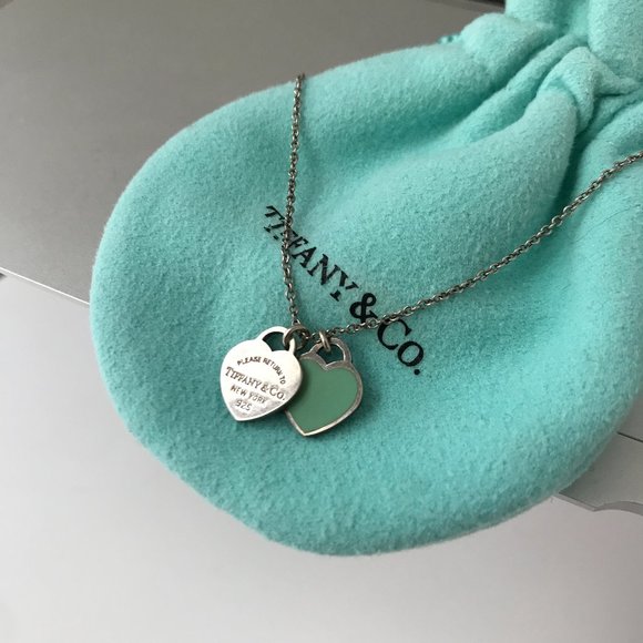 Tiffany & Co. Silver and aqua Heart Necklace 16” - Picture 1 of 8